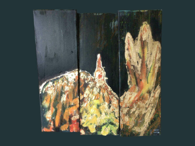 PAMMAP-artiste-peintures-paravent-phenix-fond-gris-bleu-uni